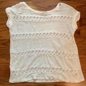 Anthropologie white crochet tee